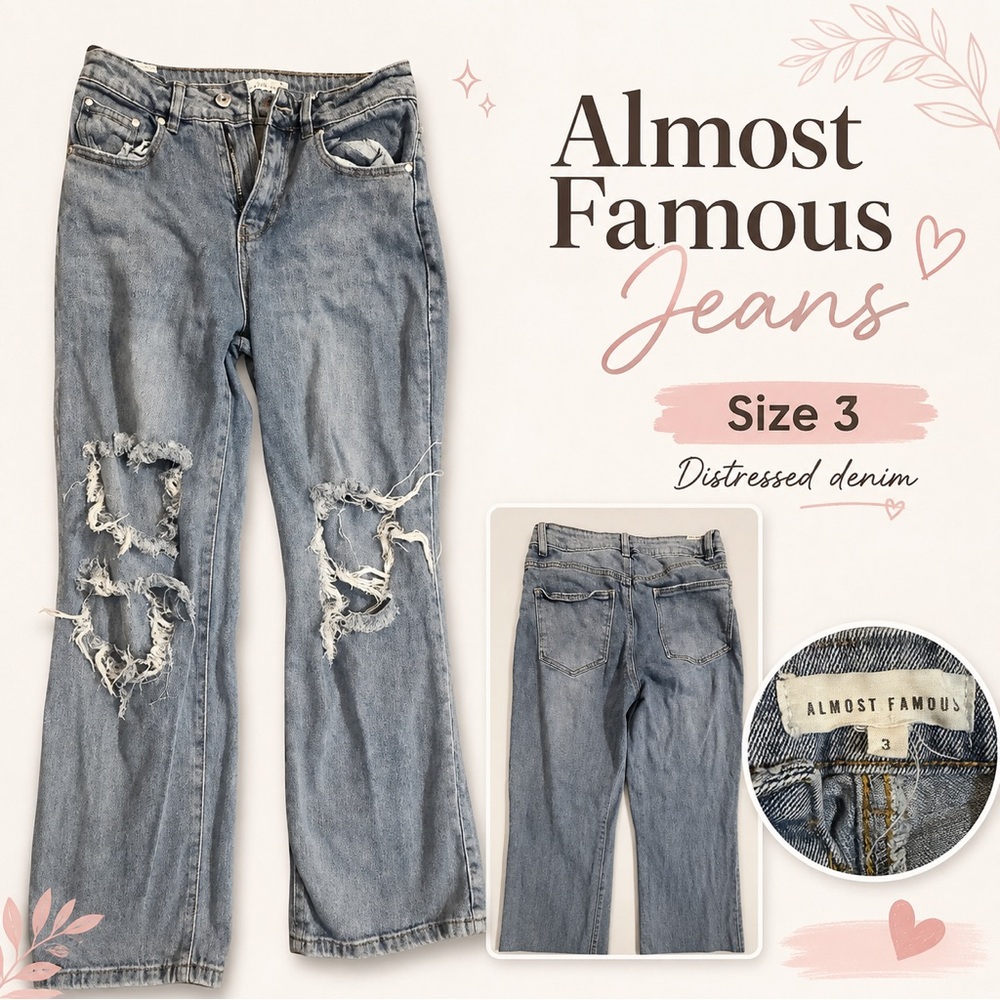 Almost Famous Light Blue Distressed Flare Jeans